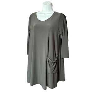 NEW Sun Kim Top Women Size Small Gray Minimalist Lagenlook Pullover Tunic
